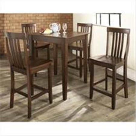 MODERN MARKETING Crosley Furniture KD520007MA 5 Piece Pub Dining Set with Tapered Leg and School House Stools in Vintage Mahogany Finish KD520007MA